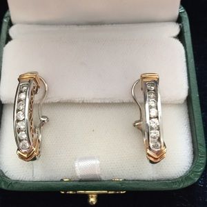 Big gold and Diamond earrings! Stunning! Genuine natural clean stones! Gorgeous